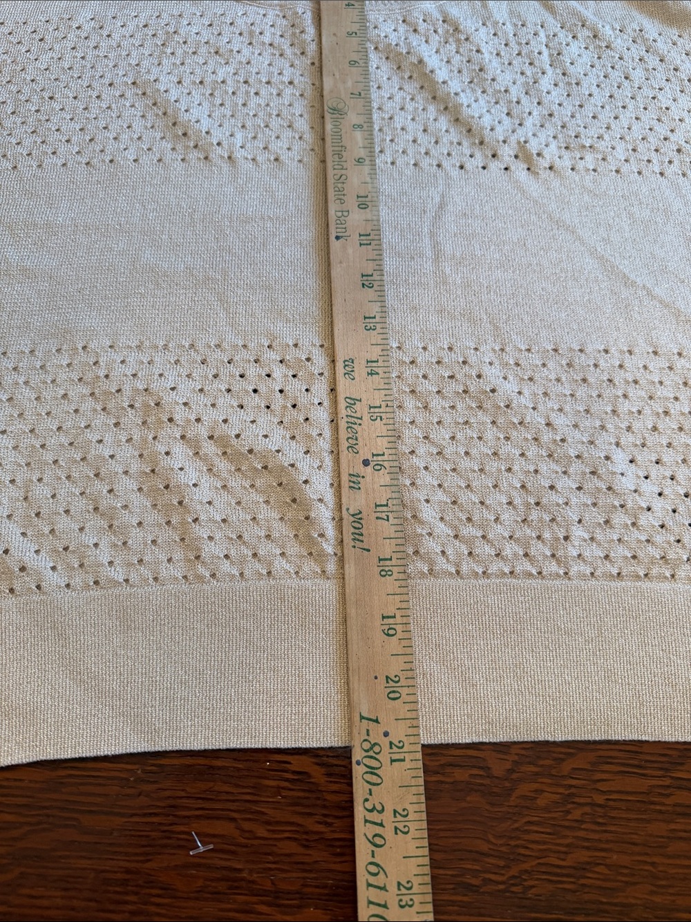 Planet by Lauren G One Size, beige with gold colored thread. - Picture 9 of 10